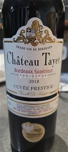 Bordeaux Bordeaux supérieur Château Tayet Prestige 2018