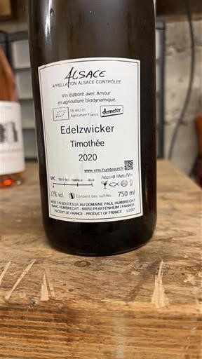 Alsace Edelzwicker Château Paul Humbrecht Timothée 2020