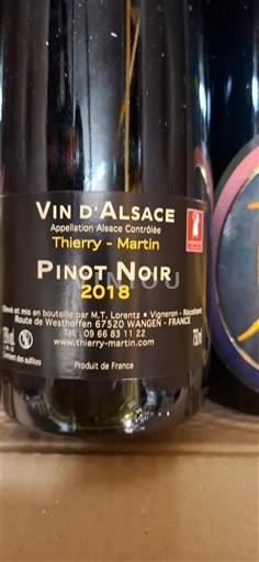 Alsace Pinot Noir Thierry - Martin 2018