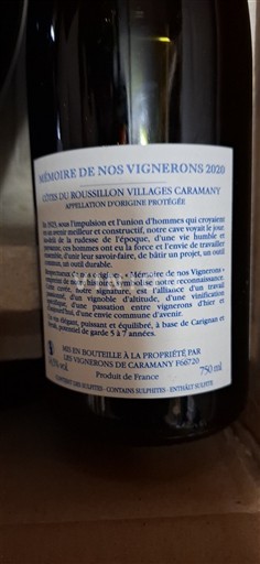 Roussillon Nespecifikováno Vignerons de Caramany Mémoire de nos Vignerons 2020