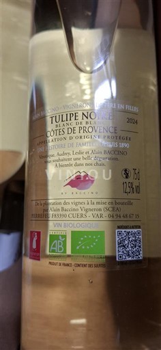 Provansa Côtes-de-Provence Domaine Bacino Tulipe Noire Blanc de Blancs 2024