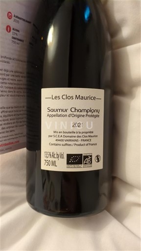 Vinos Rouge sec Les Clos Maurice 2021 Francia Valle del Loira Saumur-Champigny AOC