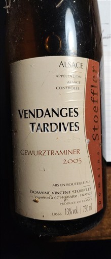 Alsace Domaine Vincent Stoeffler Vendanges Tardives Gewurztraminer 2005