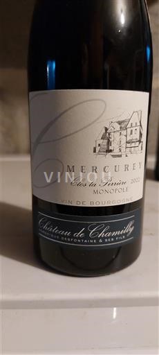 Burgundija Mercurey Château Chamilly Clos la Perrière Monopole 2022