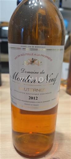 Bordeaux Sauternes Domaine Moulin Neuf 2012