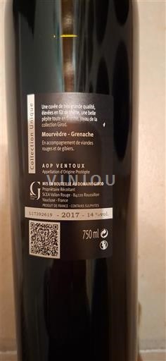 Vallée du Rhône Ventoux Domaine Girod Collection Unique 2017