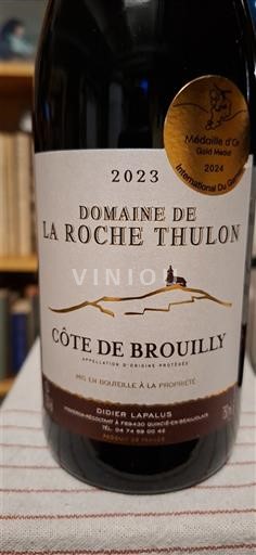 Vinhos Rouge sec Domaine La Roche Thulon 2023 França Beaujolais Côte-de-Brouilly AOC