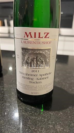 Mosela Milz Laurentiushof Trittenheimer Apotheke Riesling Kabinett Trocken 2011