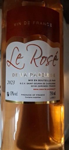 Bordeaux Not Specified SCV Saint-Seurin de Cadourne Le Rosé de la Paroisse 2023