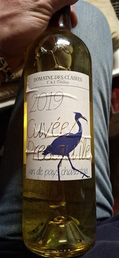 Aquitaine và Charentes Charentais Domaine S Claires Pré aux Oiseaux 2019