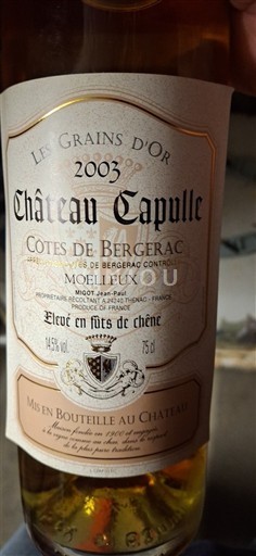 Sudoeste Côtes de Bergerac Château Capulle Les Grains d'Or 2003