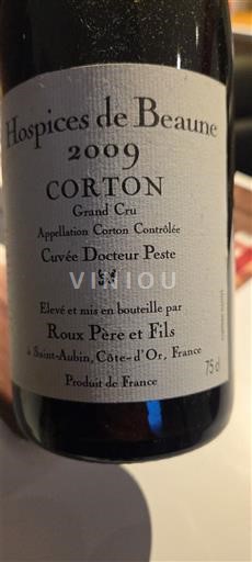 Bourgogne Corton Grand Cru Hospices de Beaune Docteur Peste 2009