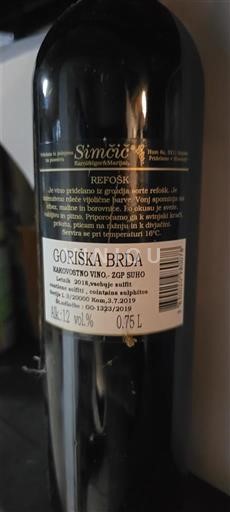 Primorska Goriška Brda Simcic Refošk 2019