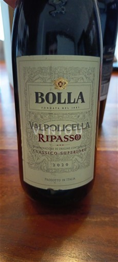 Vénétie Không được chỉ định Bolla Ripasso 2020