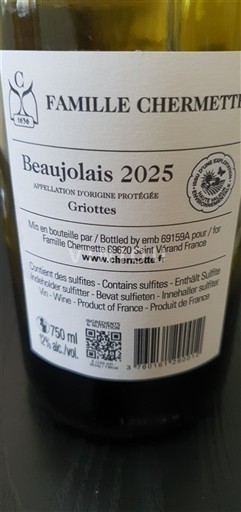 Beaujolais Famille Chermette Griottes 2025