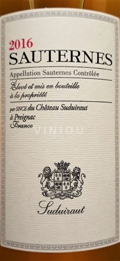 Bordeaux Sauternes Château Suduiraut Club de Sommeliers Grandes Réserves 2016