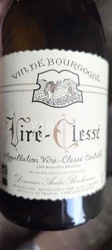 Bourgogne Viré-clessé Domaine André Bonhomme Les Prêtres de Quintaine 2022