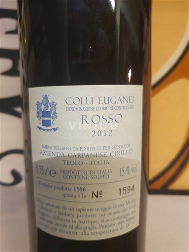 Veneto Colli Euganei Azienda Carpanese Cirillo Rosso 2012