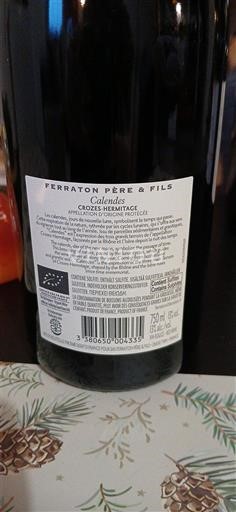 Vale do Ródano Crozes-Hermitage Ferraton Père & Fils Calendes Não Sazonado