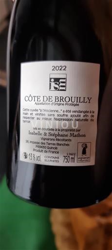 Viner Rouge sec L'Ancienne Isabelle et Stéphane Mathon 2022 Frankrike Beaujolais Côte-de-brouilly AOC