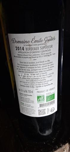 Bordeaux Bordeaux Supérieur Domaine Émile Grelier 2014