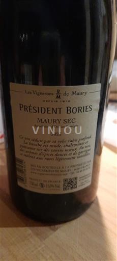 Roussillon Maury secco Les Vignerons de Maury Président Bories 2023