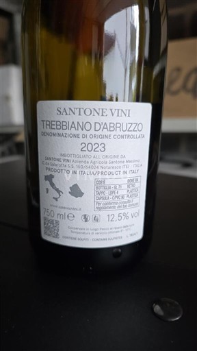 Abruzzo Wines Trebbiano d'Abruzzo Santone Vini Trebbiano 2023