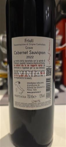 Friuli-Venezia Giulia Friuli Grave San Simone Prestige - Cabernet Sauvignon 2022