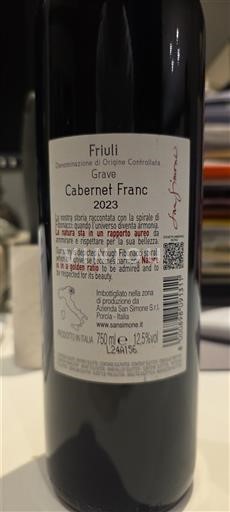 Wines of Veneto Eastern Veneto San Simone Prestige - Cabernet Franc 2023