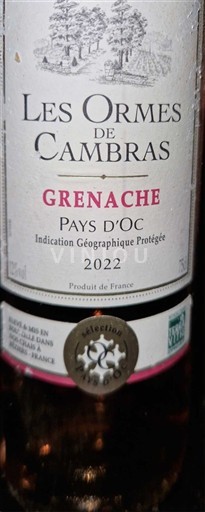 Languedoc-Roussillon Pays d'Oc Les Ormes de Cambras Grenache 2022