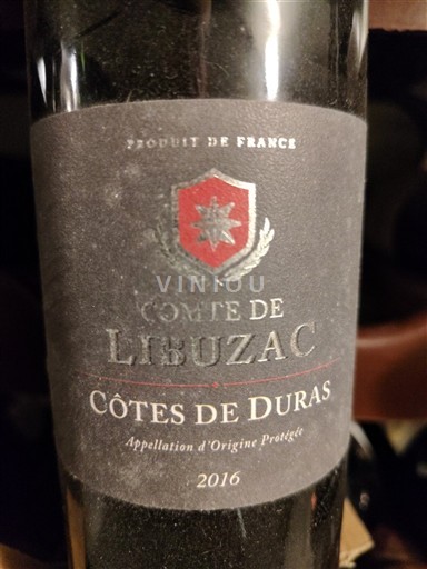 Lounais-Ranska Côtes-de-duras Comte de Libuzac 2016
