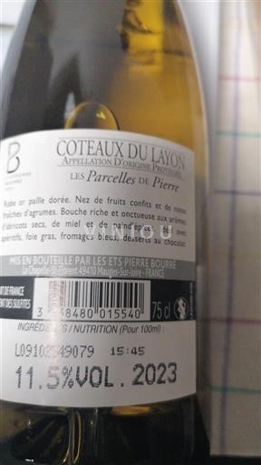 Loire Valley Coteaux du Layon Pierre Bourré Les Parcelles du Pierre 2023