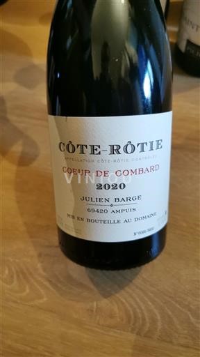 Viner Rouge sec Cœur de Combard Julien Barge 2020 Frankrike Rhônedalen Côte-rôtie AOC