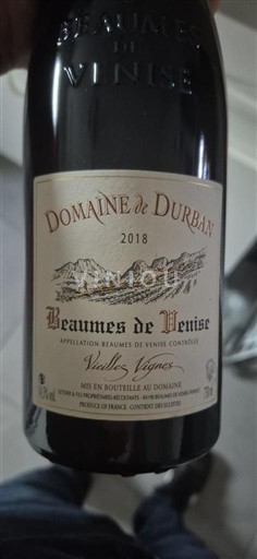 Verërat Rouge sec Vieilles vignes Domaine Durban 2018 Francë Lugina e Ronës Beaumes de Venise AOC