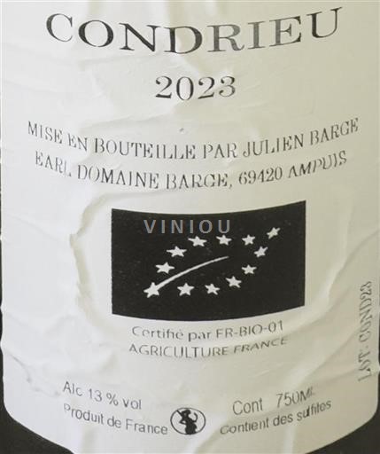 Valle del Ródano Condrieu Domaine Barge 2023