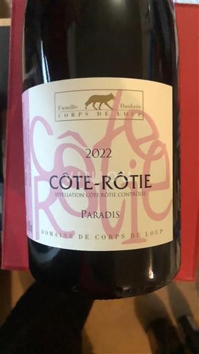Vallée du Rhône Côte-rôtie Domaine Corps de Loup Paradis 2022