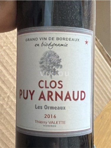 Bordeaux Clos Puy Arnaud Les Ormeaux Bordeaux 2016