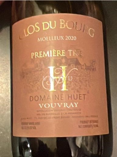 Vallée de la Loire Vouvray Domaine Huet Vouvray Clos du Bourg Moelleux Première Trie 2020