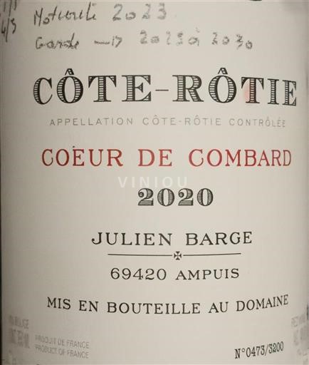 Rona dolina Côte-rôtie Domaine Julien Barge Cœur de Combard 2020