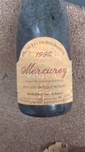 Burgundi Mercurey Domaine Clos Moreau N° 1215 / 3520 1985