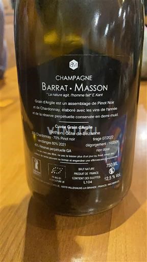 Champagne Barrat-Masson Grain d'Argile 2021