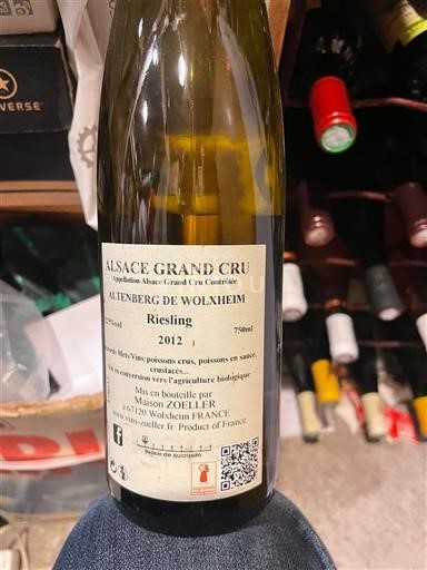 Alsace Alsace Grand Cru Grand Cru Maison Zoeller Altenberg de Wolxheim 2012
