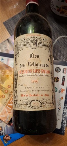 Bordeaux Puisseguin-saint-émilion Clos des Religieuses 1986