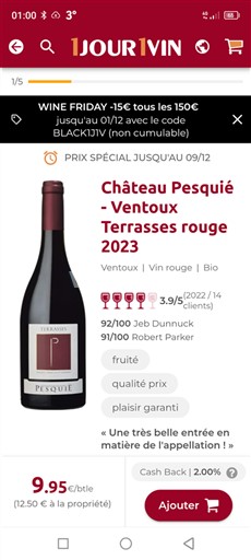 Rhônen laakso Ventoux Château Pesquié Terrasses 2023