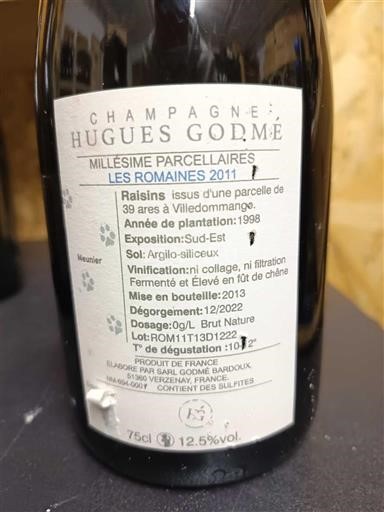 Champagne Champagner Hugues Godmé Les Romaines 2011
