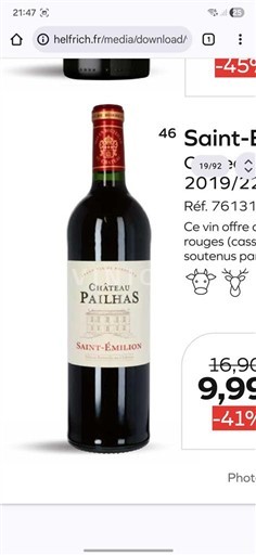 Bordeaux Saint-Émilion Château Palhas 2019