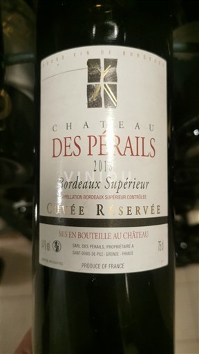 Bordeaux Bordeaux Supérieur Château S Péraux Réservée 2018