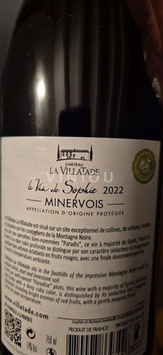 Languedoc Minervois Château La Villatade Le Vin de Sophie 2022