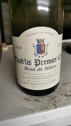 Burgundia Chablis Premier Cru Jean-Paul & Benoît Droin Mont de Milieu 2018
