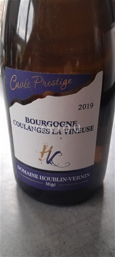 Bourgogne Bourgogne Coulanges-la-Vineuse Domaine Houblin-Vernin Prestige 2019